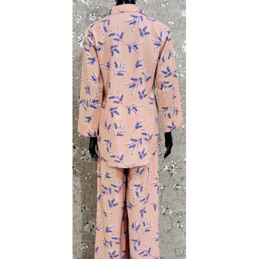 SoieRose Women’s Pajama Set – Linen in Pink and Blue Floral Print - SR1060 - Picture 5 of 6